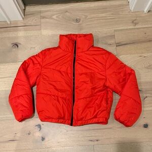 Red puffer jacket!